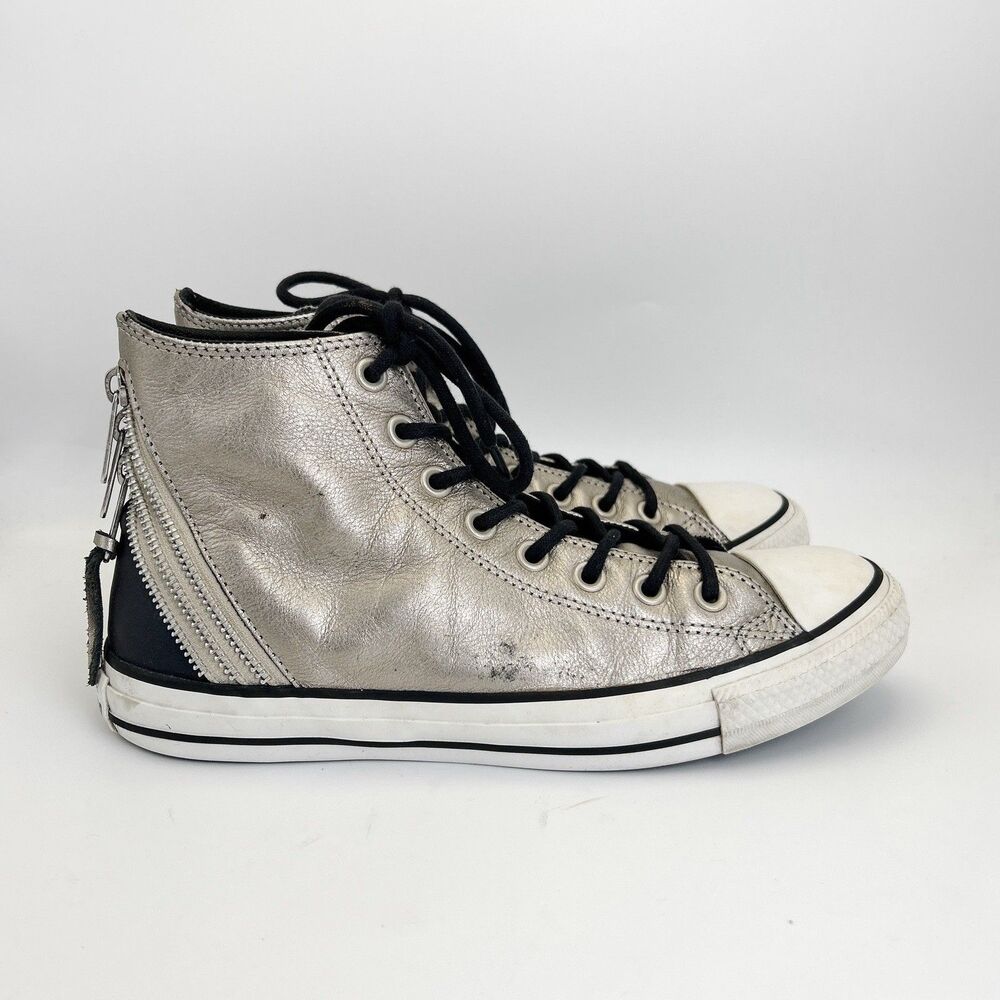 Converse Chuck Taylor All Star Tri-Zip Sneakers Womens Sz 10 Silver Leather